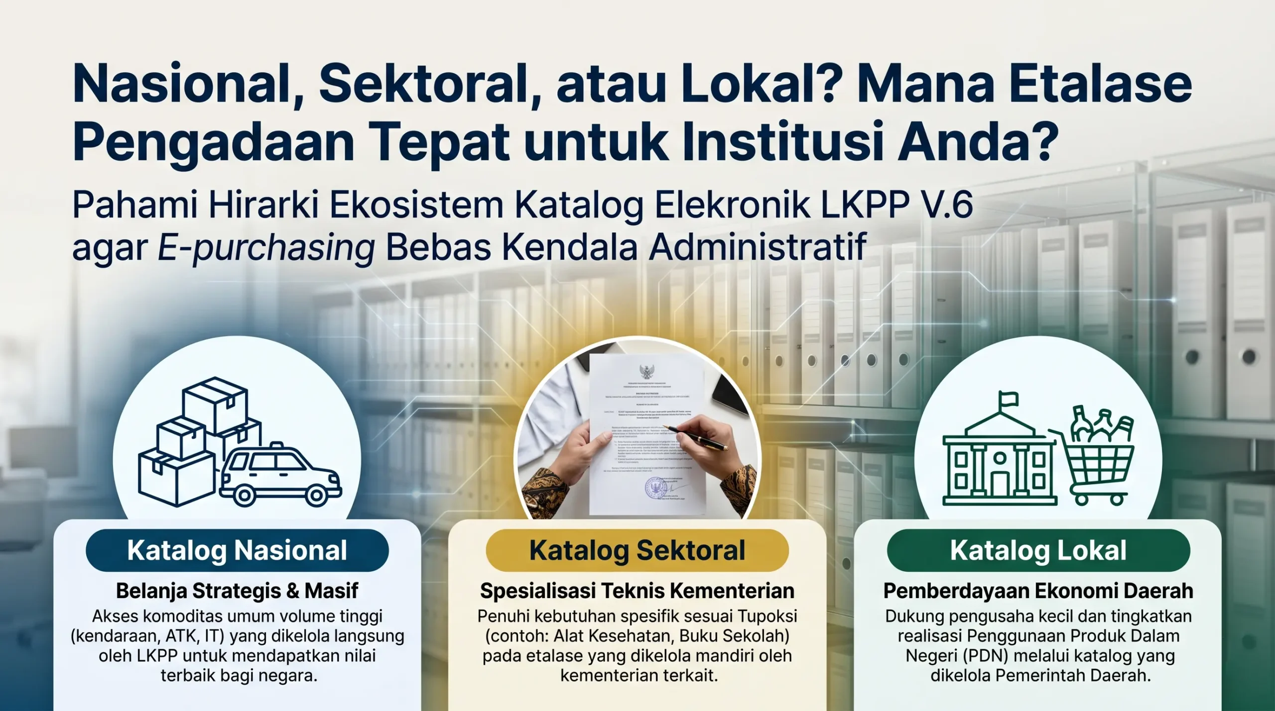 nasional, sektoral, atau lokal mana etalase pengadaan tepat untuk institusi anda